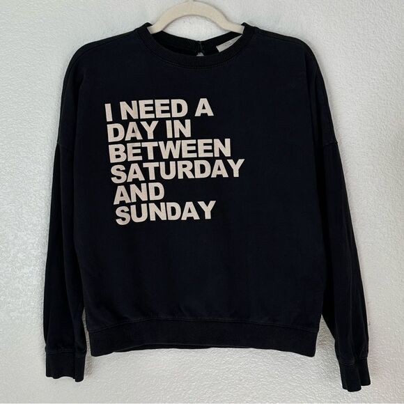 Zara Trafaluc Black Crewneck Long Sleeves Sweatshirt, Sz Small - Picture 10 of 13